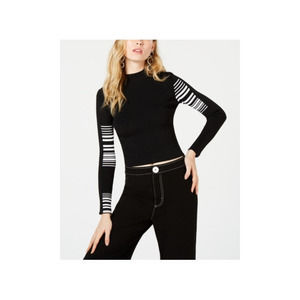 TENZ CVLT Womens Stripe Detail Cropped Sweater Size Large